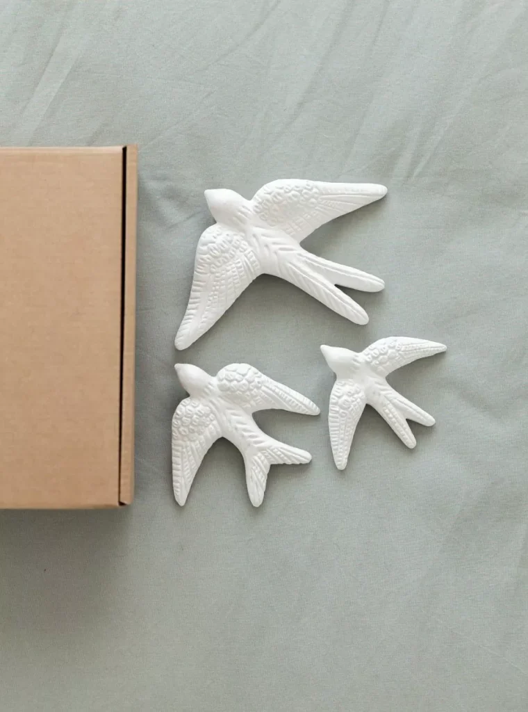 Lot de 3 Hirondelles blanches