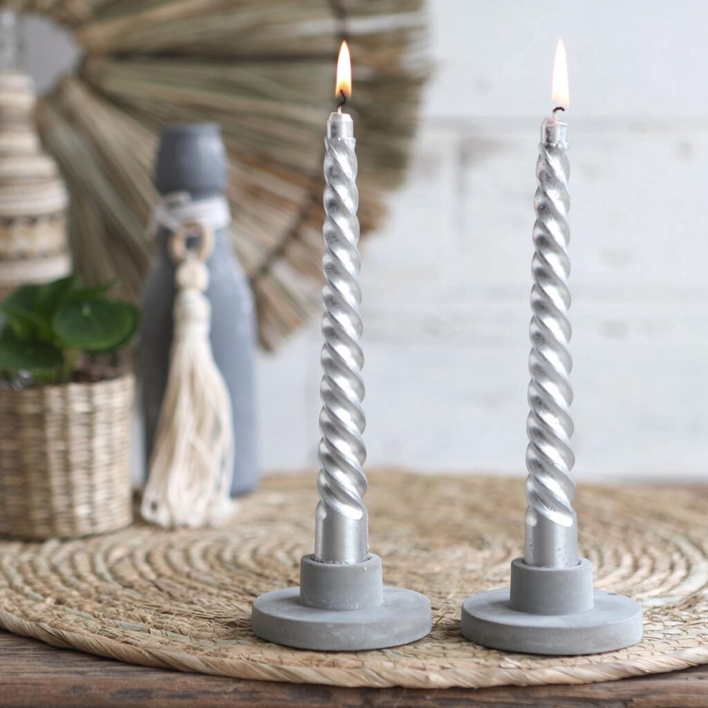 Lot 4 bougies torsadées - Argent